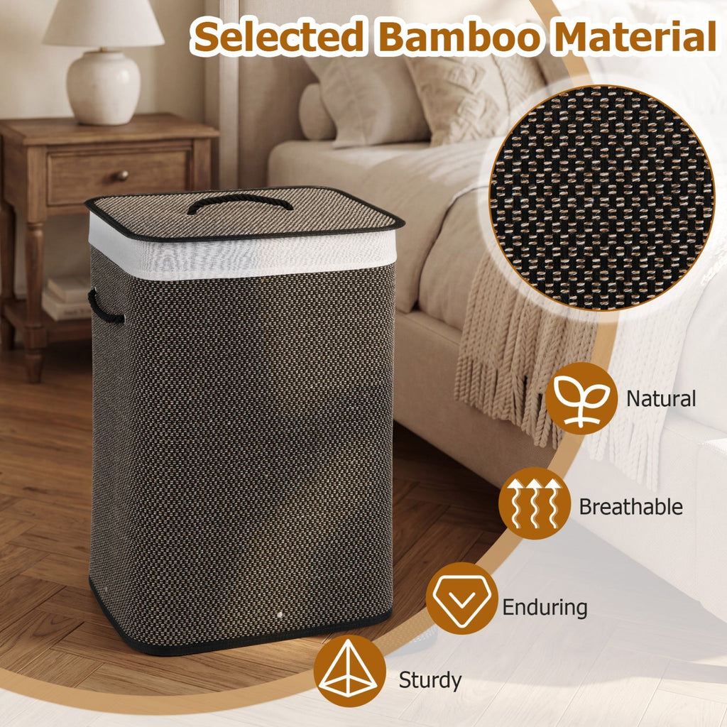 19 Gallon Bamboo Laundry Hamper with Removable Liner