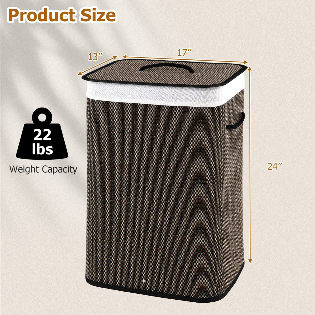19 Gallon Bamboo Laundry Hamper with Removable Liner