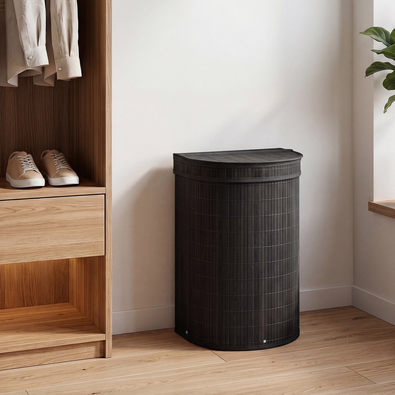 19 Gallon Bamboo Laundry Hamper with Zippered Lid