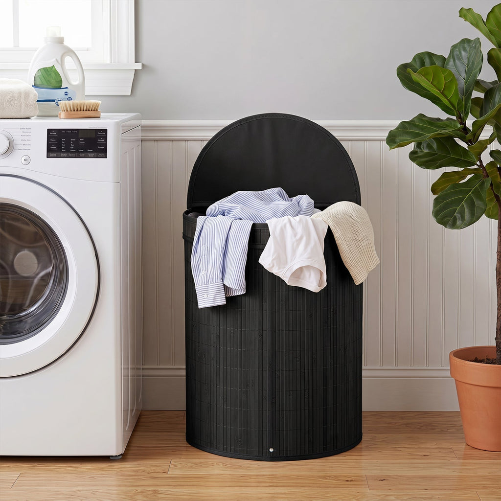 19 Gallon Bamboo Laundry Hamper with Zippered Lid