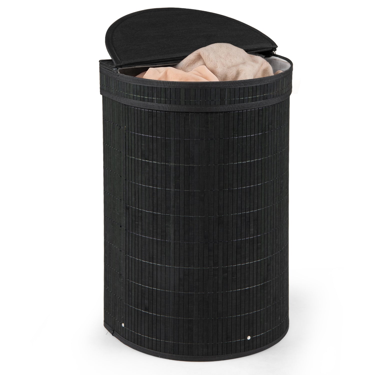 19 Gallon Bamboo Laundry Hamper with Zippered Lid