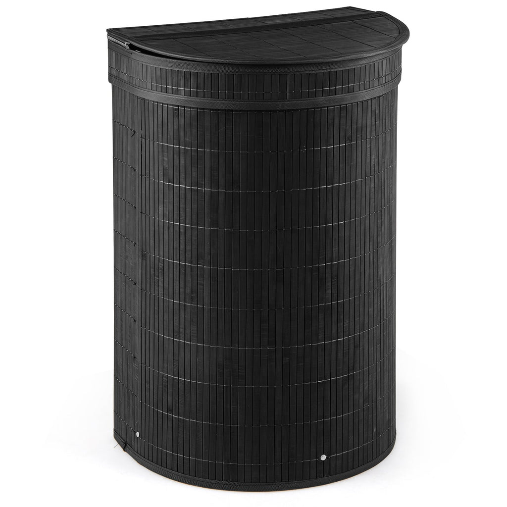 19 Gallon Bamboo Laundry Hamper with Zippered Lid