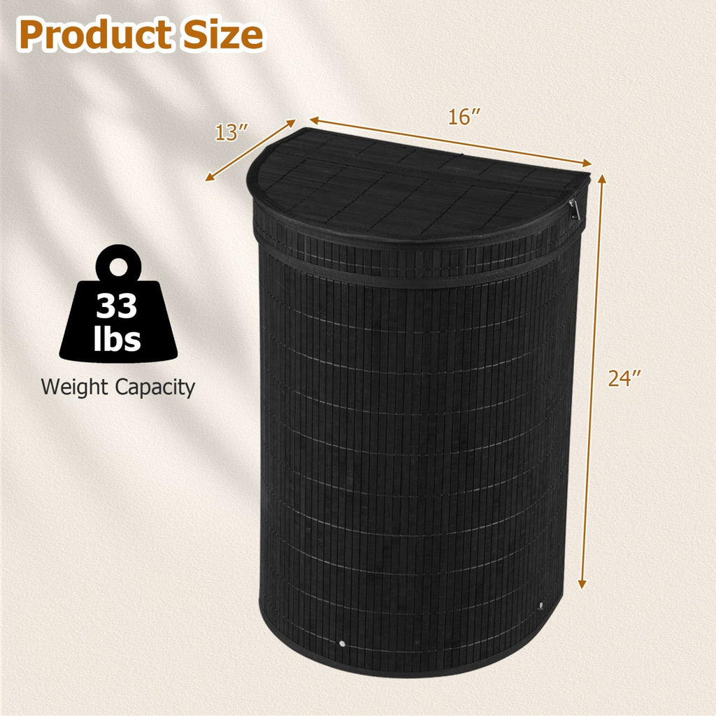 19 Gallon Bamboo Laundry Hamper with Zippered Lid
