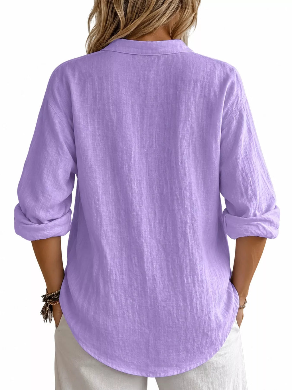 Collared Neck Long Sleeve Blouse