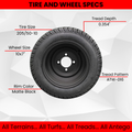 205/50-10 with 10x7 Matte Black Wheels for Golf Cart (Set of 4)