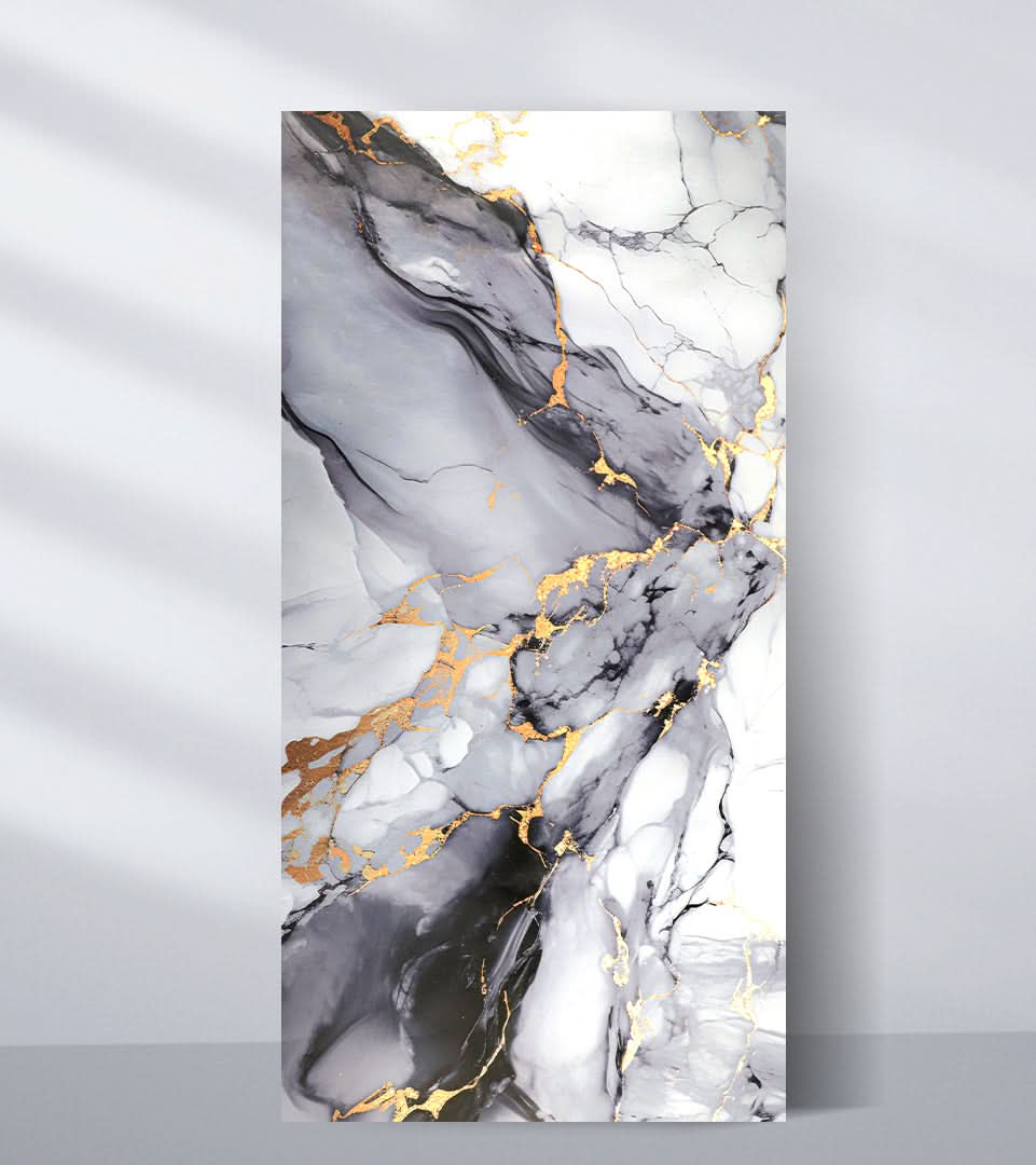 Blue Mist PVC Marble PVC Wall Panel - Waterproof (4x8 ft, 32 sq. ft)