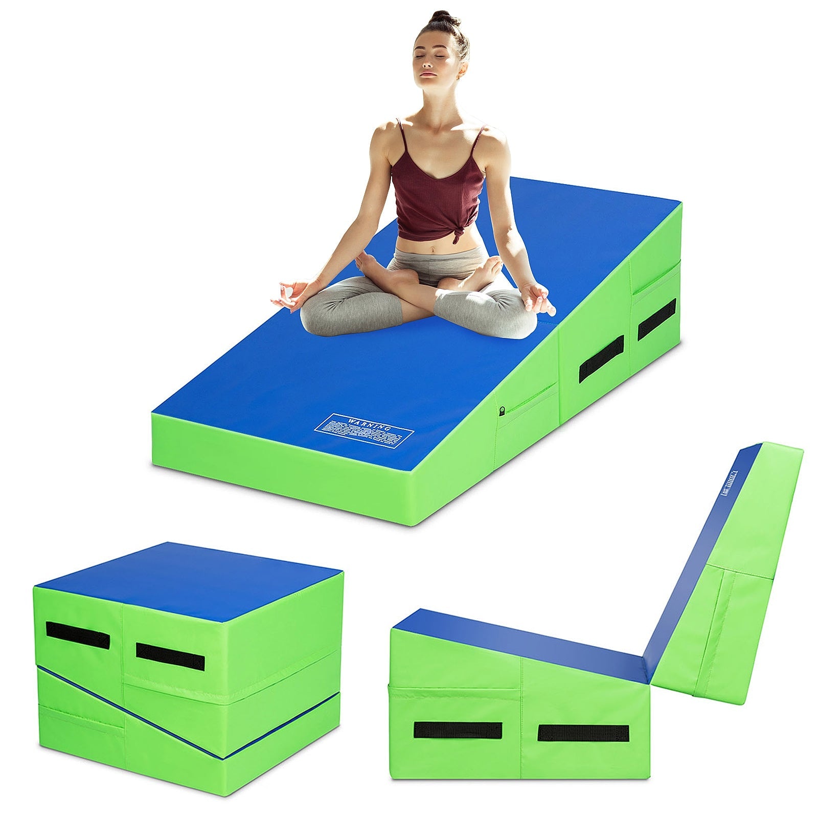 Folding Wedge Exercise Gymnastics Mat with Handles