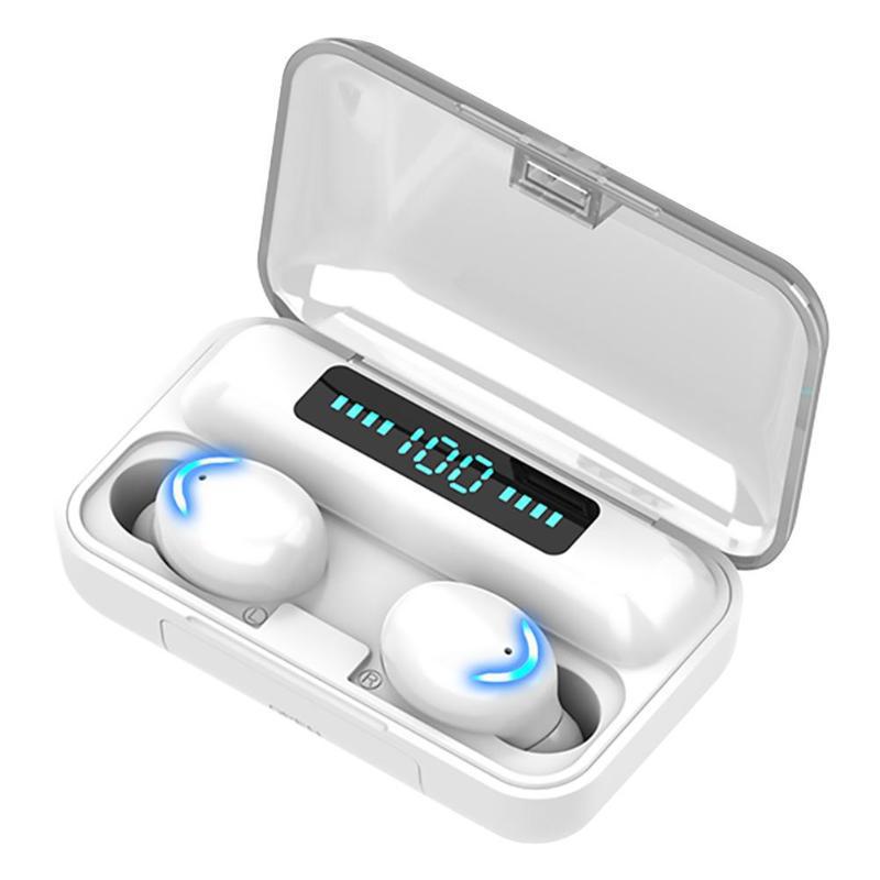 Elegant TWS Bluetooth 5.0 Earphones 2200mAh Charging Box Modern Wireless Headphone 9D Stereo Sports Waterproof Earbuds Luxury Headsets With Microphone Wireless Headphones with LED Display Wireless Earbuds with Mic, IPX8 Waterproof Touch Control Headphones