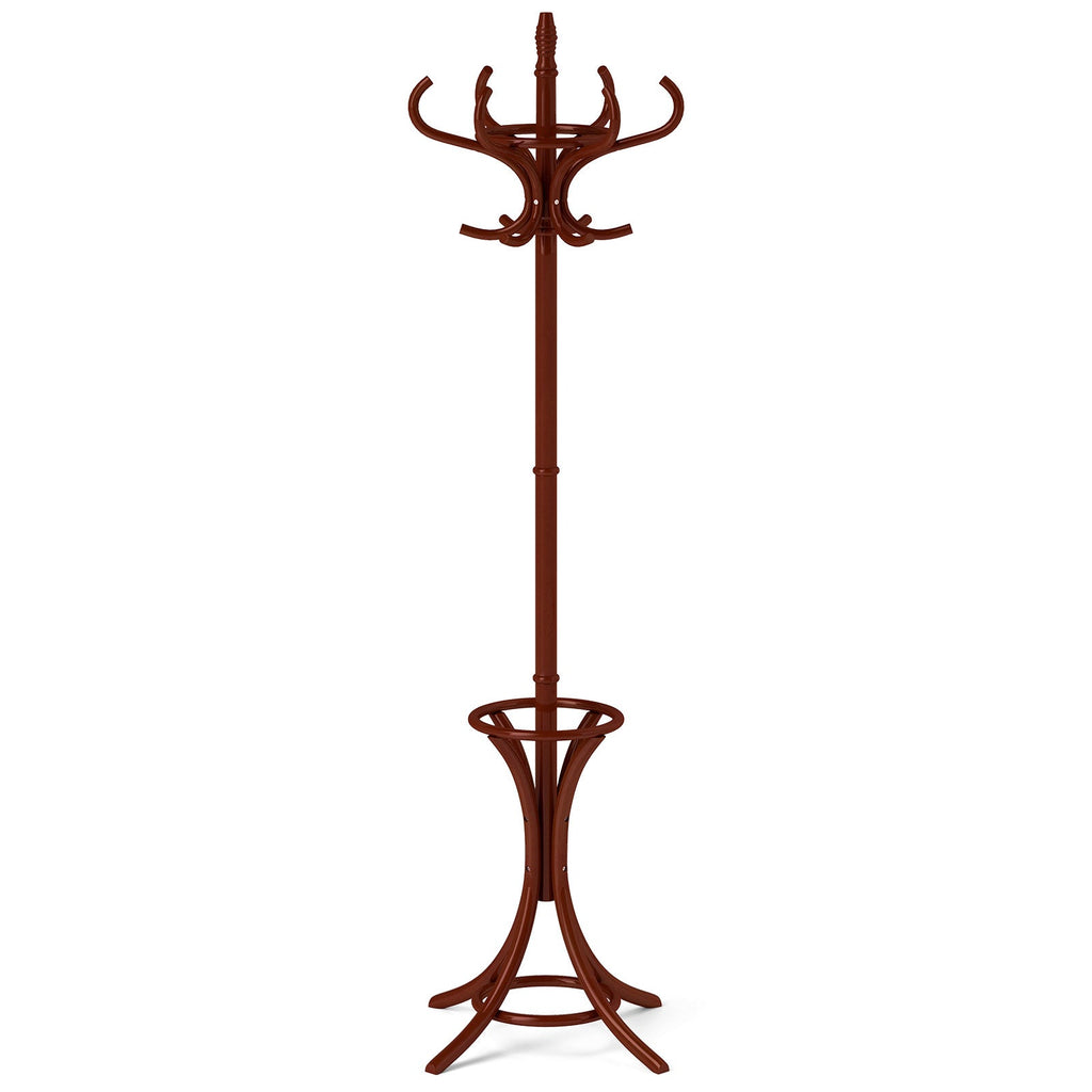Wood Standing Hat Coat Rack with Umbrella Stand