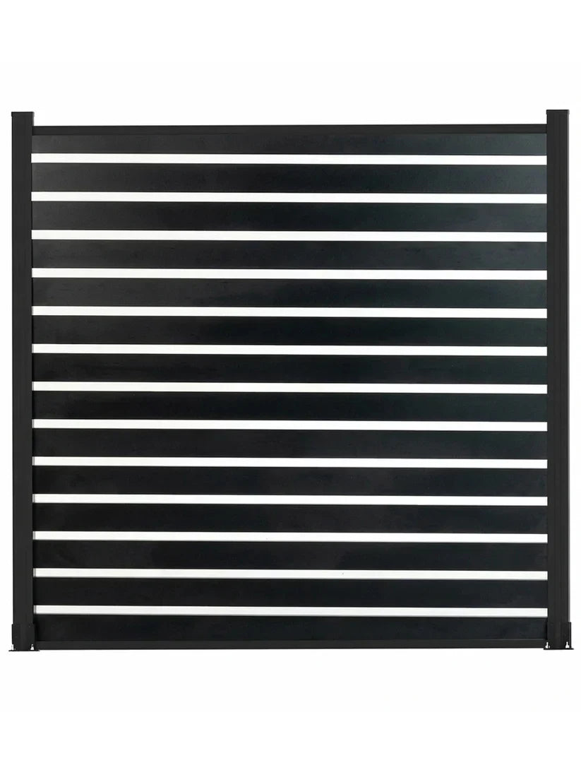 Black Aluminum Semi Privacy Fence - 6ft x 6ft