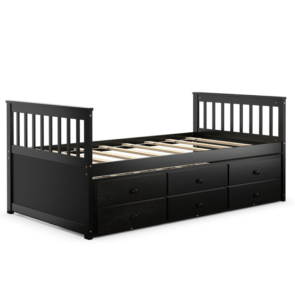 Twin Captain’s Bed with Trundle and 3 Storage Drawers
