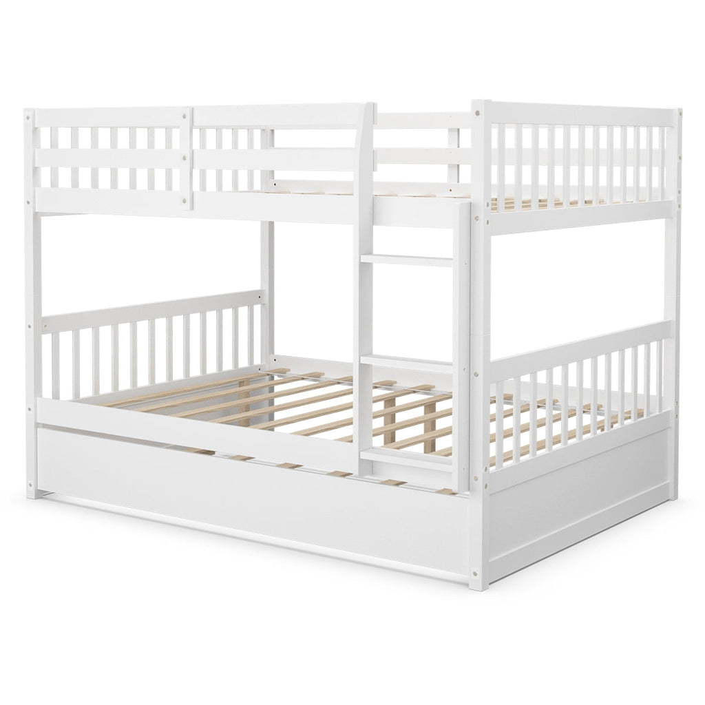Full over Full Bunk Bed Platform Wood Bed with Ladder