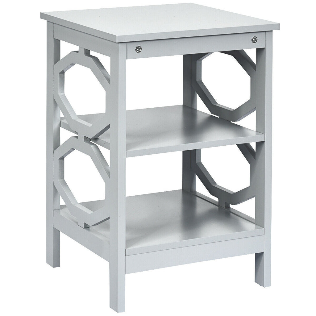 3-tier Nightstand Sofa Side End Accent Table-Black