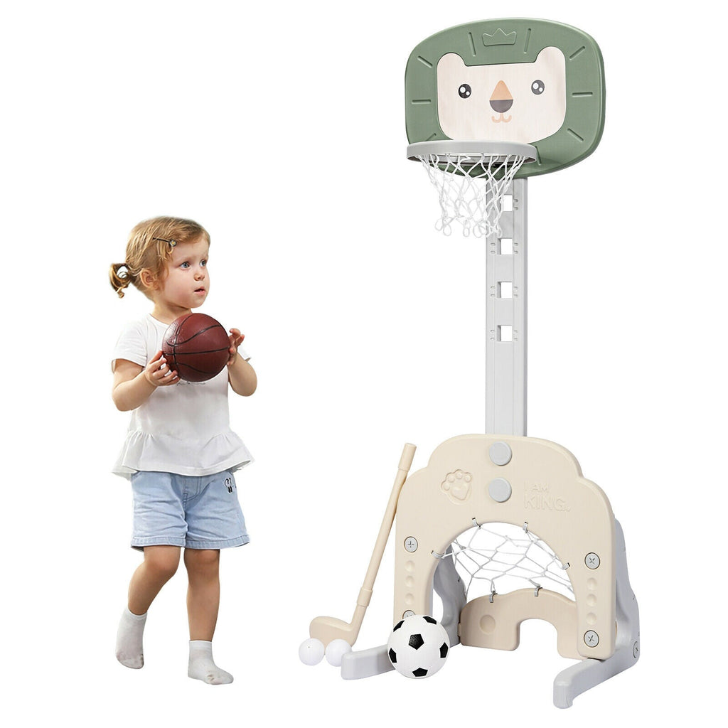 3-in-1 Adjustable Kids Basketball Hoop Sports Set
