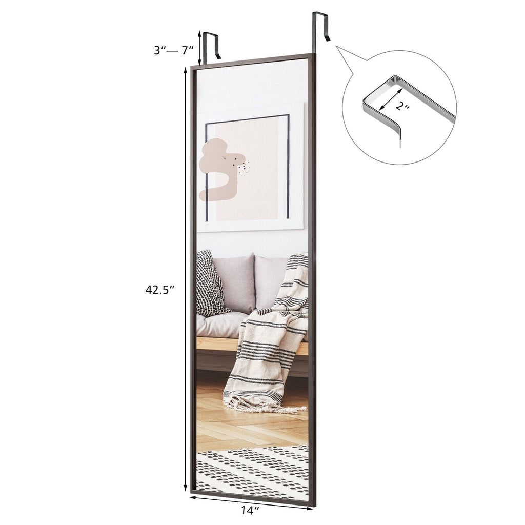 Full Length Metal Door Mirror with Adjustable Hook