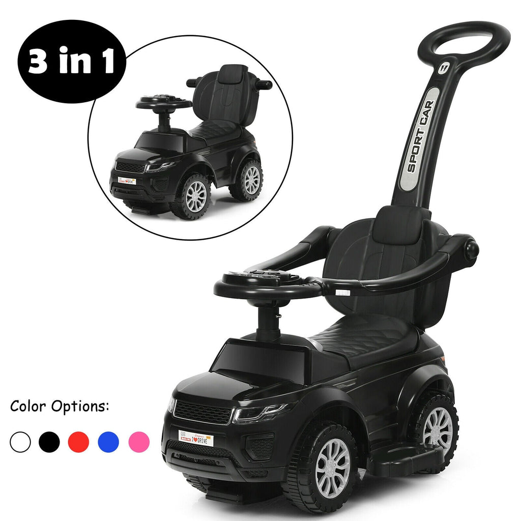 3 In 1 Ride on Push Car Toddler Stroller Sliding Car with Music-Blue