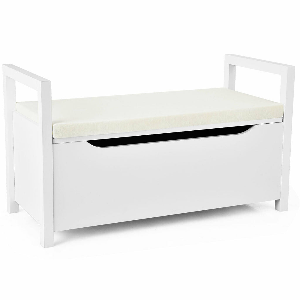 34.5 ×15.5 ×19.5 Inch Shoe Storage Bench with Cushion Seat for Entryway