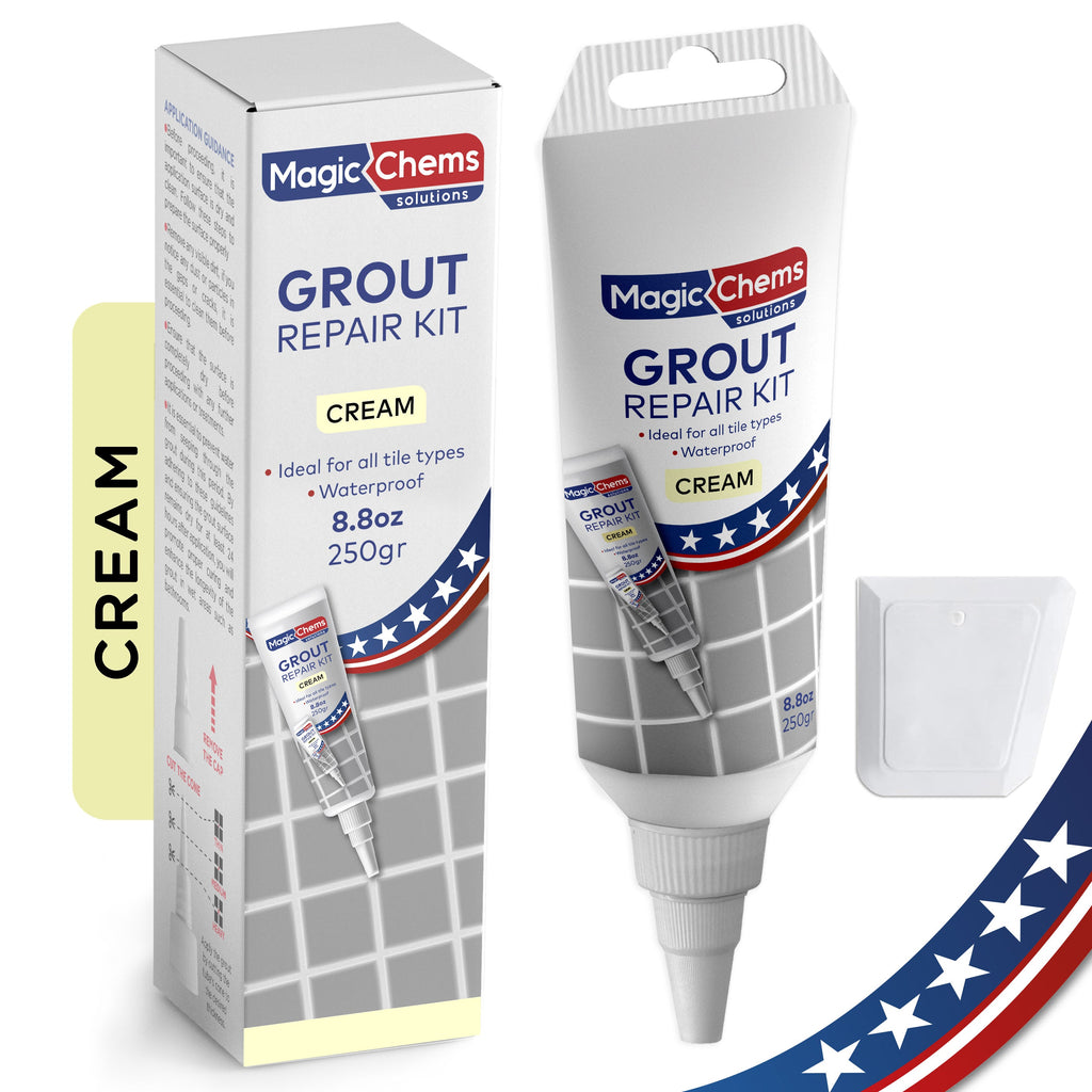 Tile Grout Repair, Cream 8.8 oz/250gr. Fast Drying Grout Repair Kit