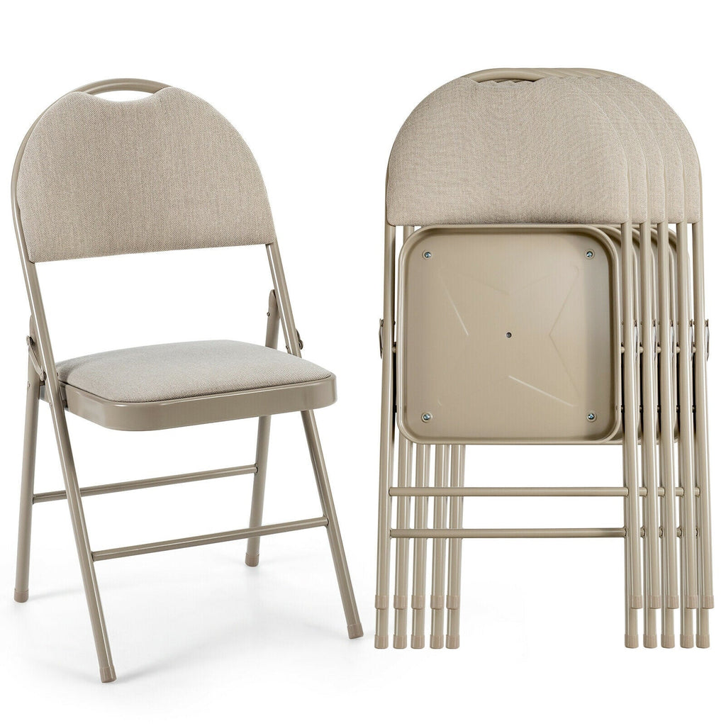 Set of 6 Folding Fabric Upholstered Metal Chairs