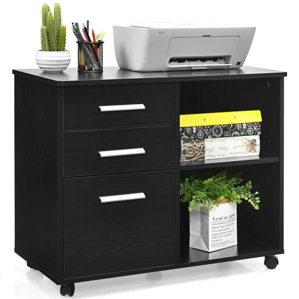3-Drawer Mobile Lateral File Cabinet Printer Stand