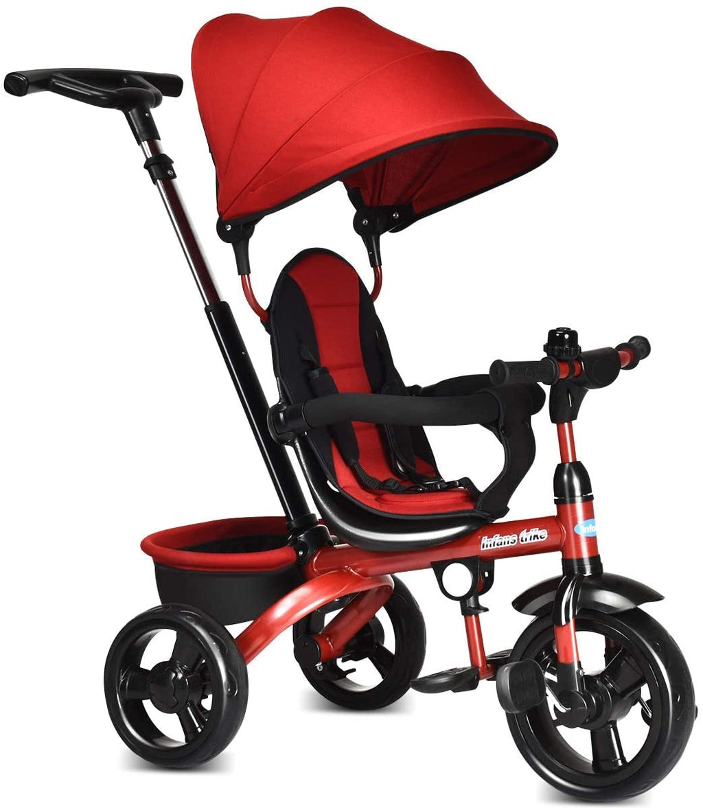 4-in-1 Kids Tricycle with Adjustable Push Handle