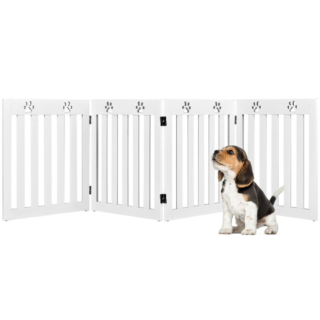 24 Inch Folding Wooden Freestanding Pet Gate Dog Gate with 360¬∞ Hinge