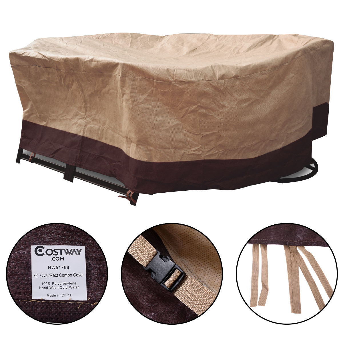 72 Inch Waterproof Oval/Rect Garden Table Cover