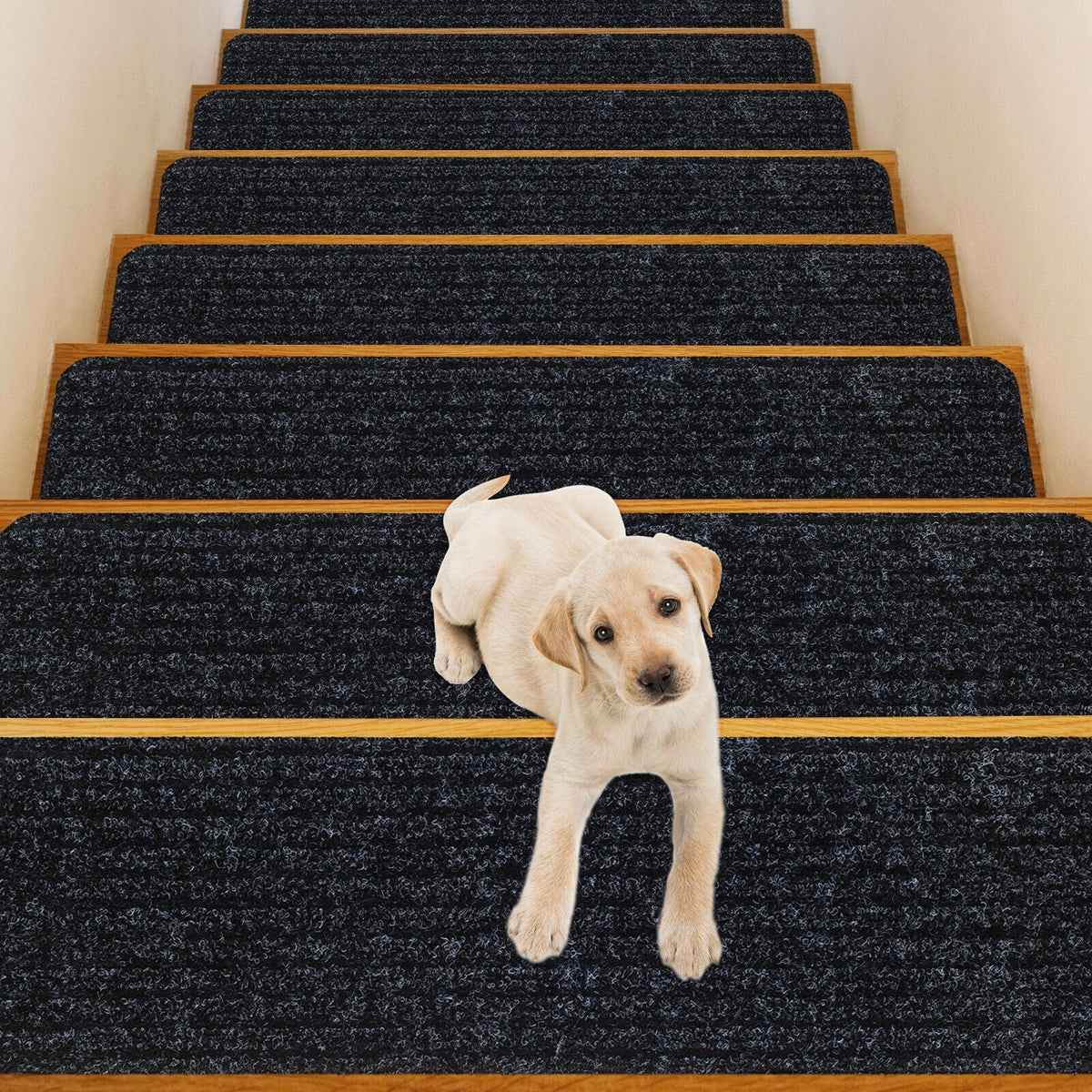 15 Pieces 30 x 8 Inch Slip Resistant Soft Stair Treads Carpet
