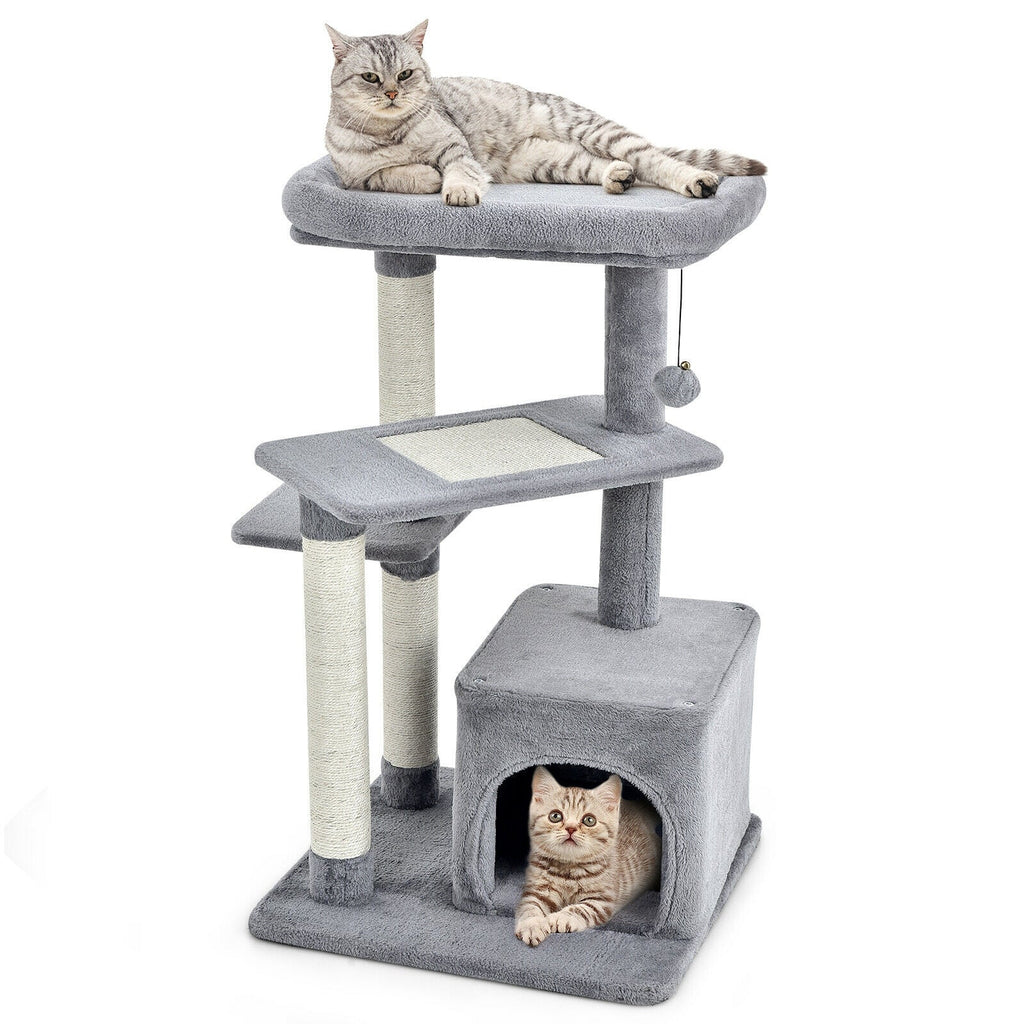 Cat Tree with Perch and Hanging Ball for Indoor Activity Play and Rest