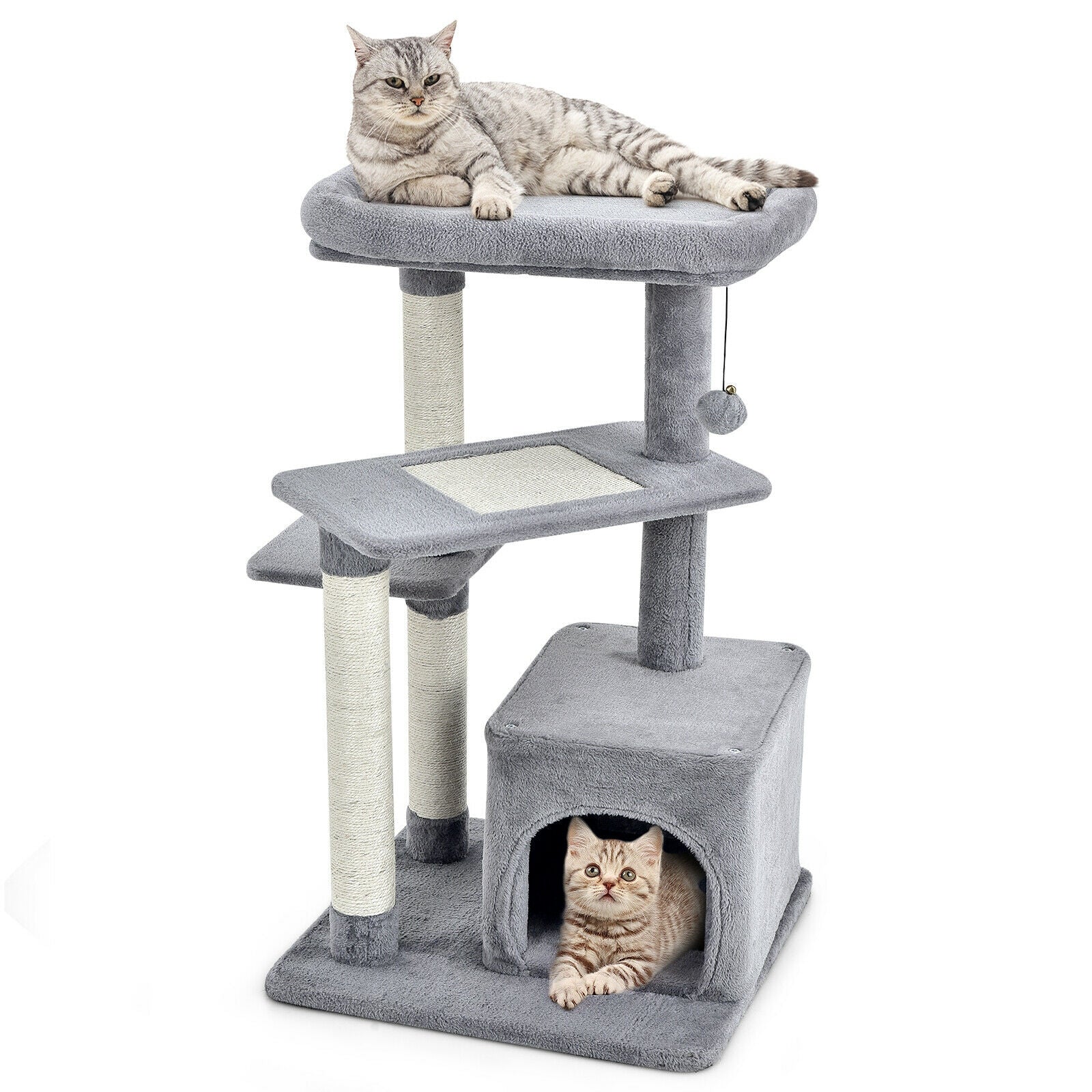 Cat Tree with Perch and Hanging Ball for Indoor Activity Play and Rest