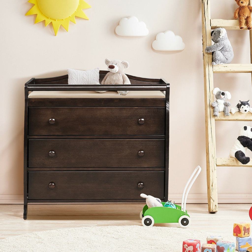 Baby Changing Table Infant Diaper with 3 Drawers and Safety Belt