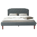 Upholstered Bed Frame with Adjustable Diamond Button Headboard