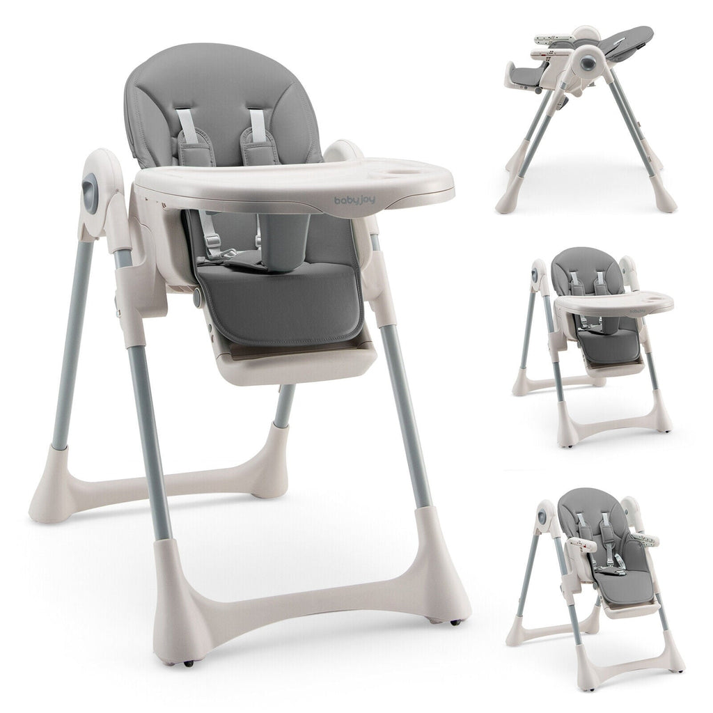Baby Folding High Chair Dining Chair with Adjustable Height and Footrest