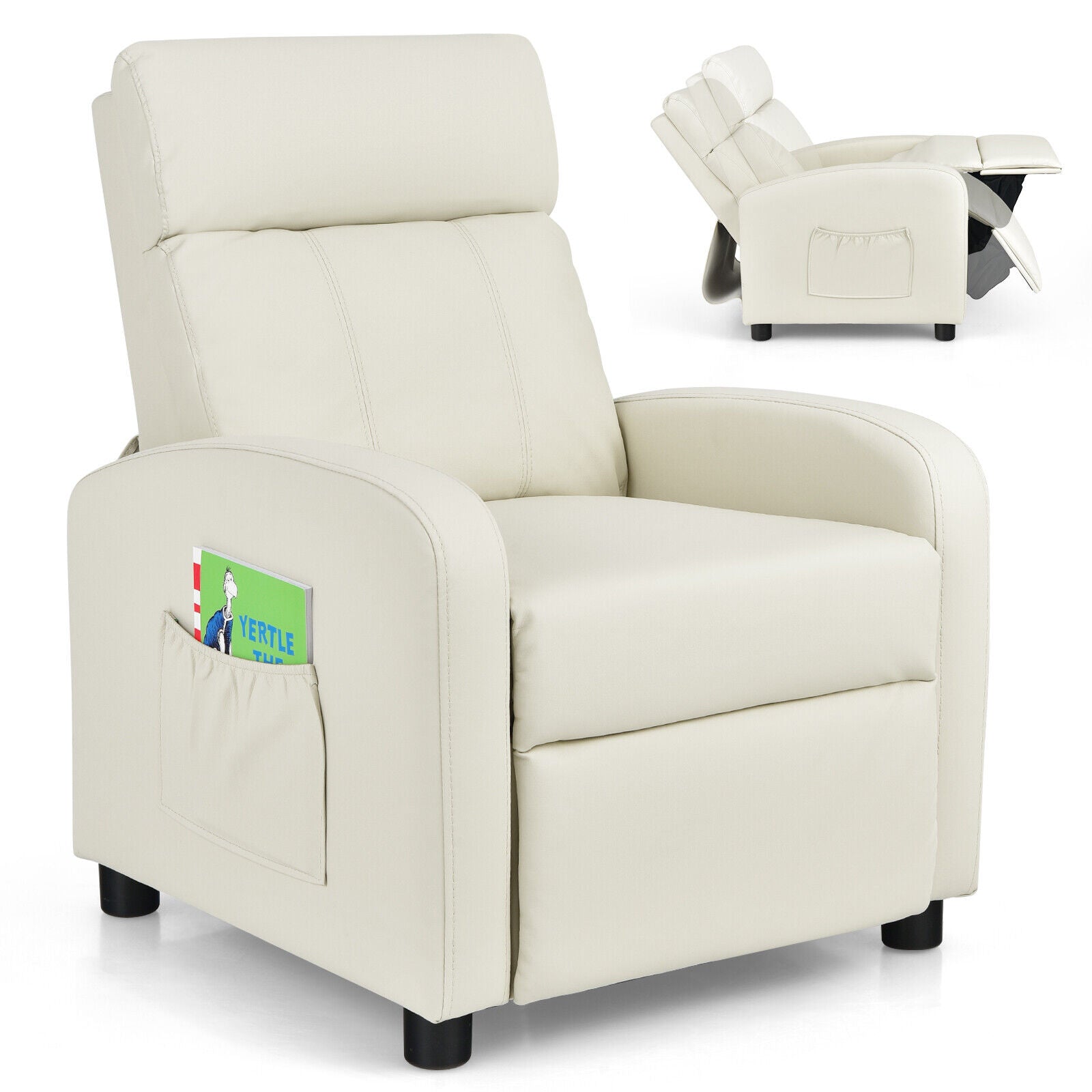 Ergonomic PU Leather Kids Recliner Lounge Sofa for 3-12 Age Group