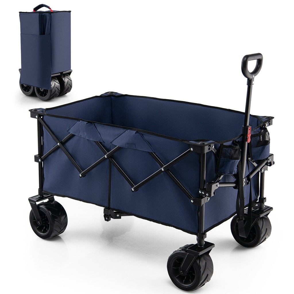 Folding Utility Garden Cart with Wide Wheels and Adjustable Handle