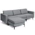 Modular 3-Seat L-shaped Sectional Sofa with Reversible Chaise and 2 USB Ports-Green