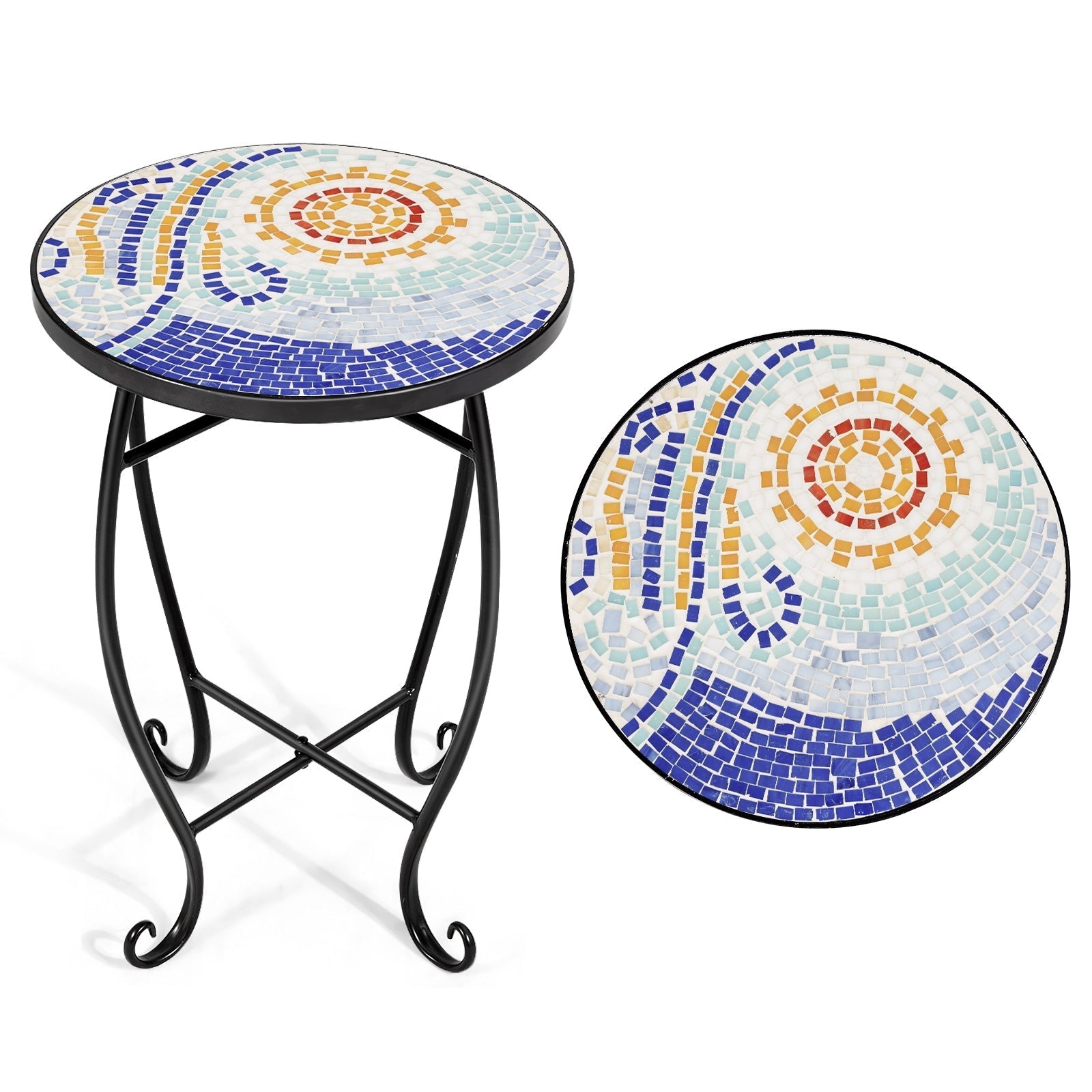 Outdoor Indoor Steel Accent Plant Stand Cobalt Table