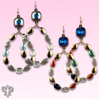 Oval bead teardrop earring with crystals from Swarovski®