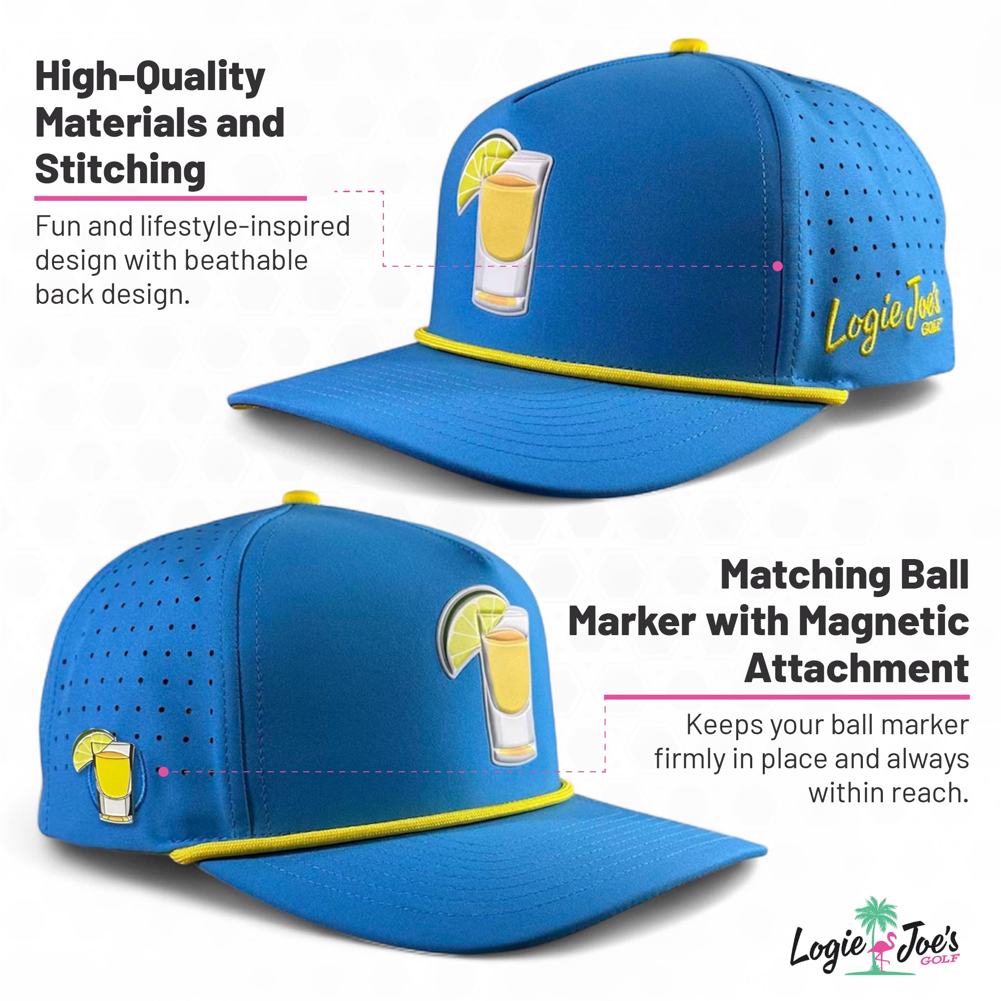 Deep Dive Golf Hat | Snapback Cap | Built-in Magnetic Ball Marker Holder + Marker Included | Adjustable Scuba Diver