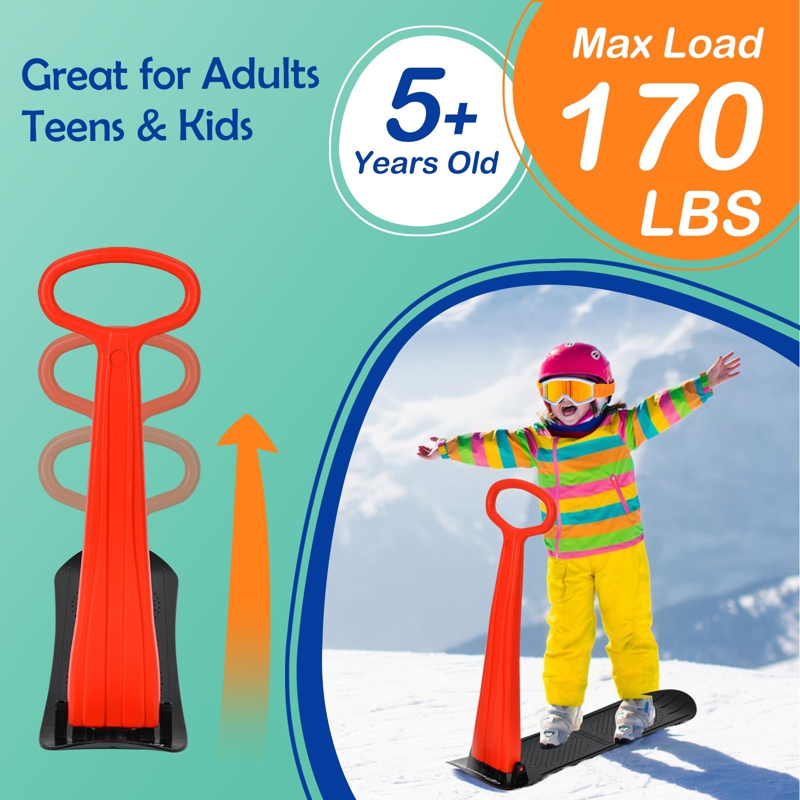 1-Rider Snow Scooter with Grip Handle