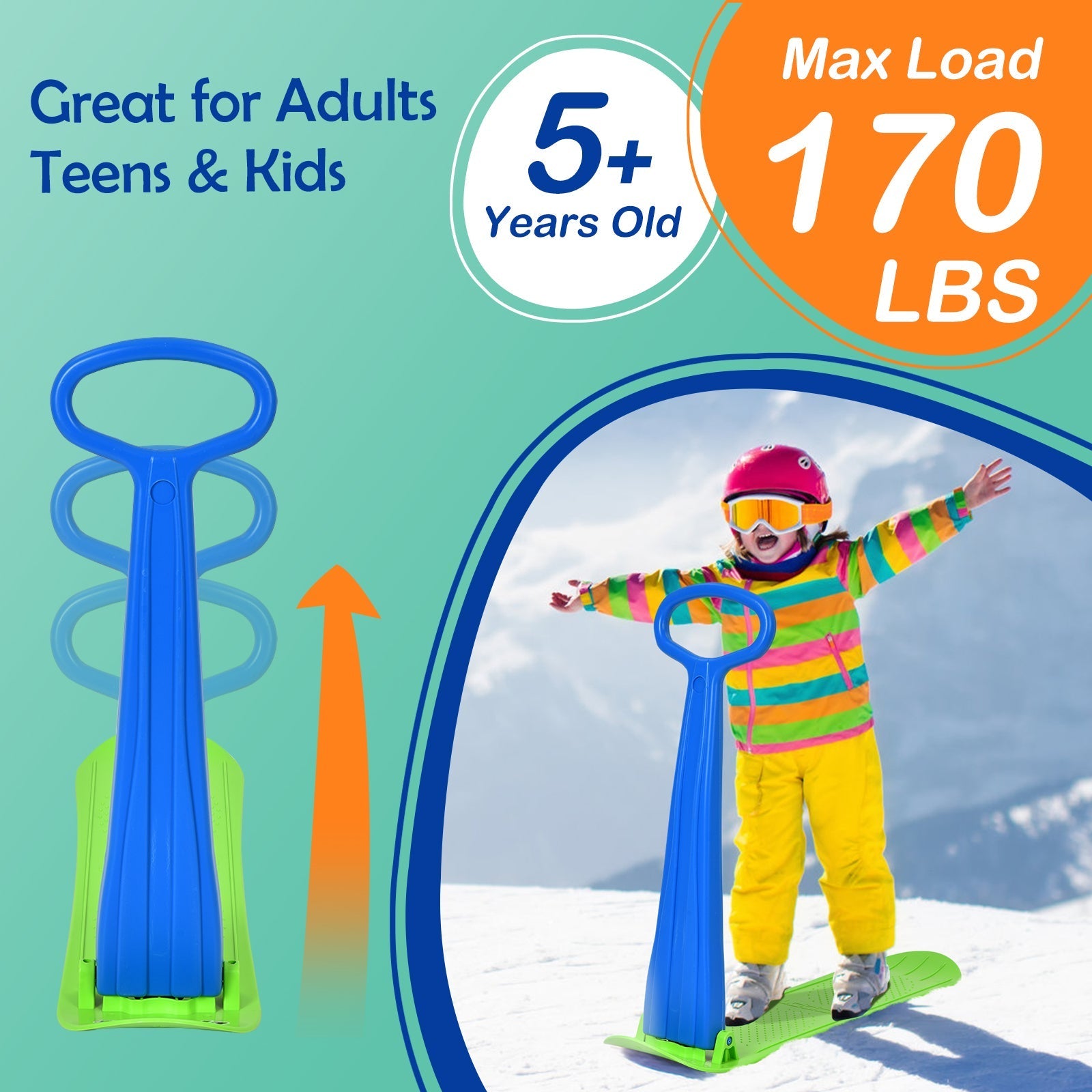 1-Rider Snow Scooter with Grip Handle