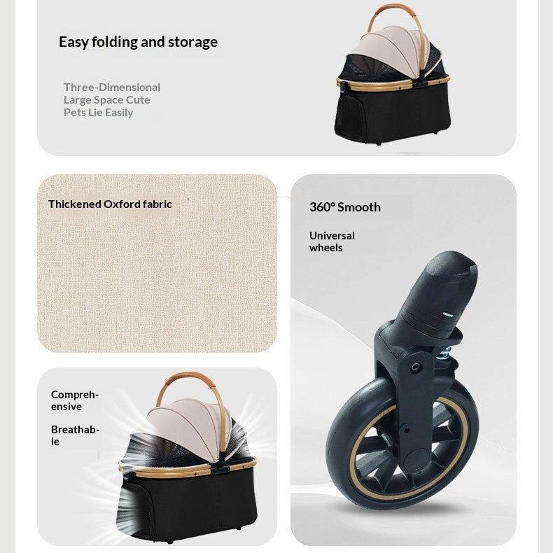One-touch Folding Detachable Pet Stroller