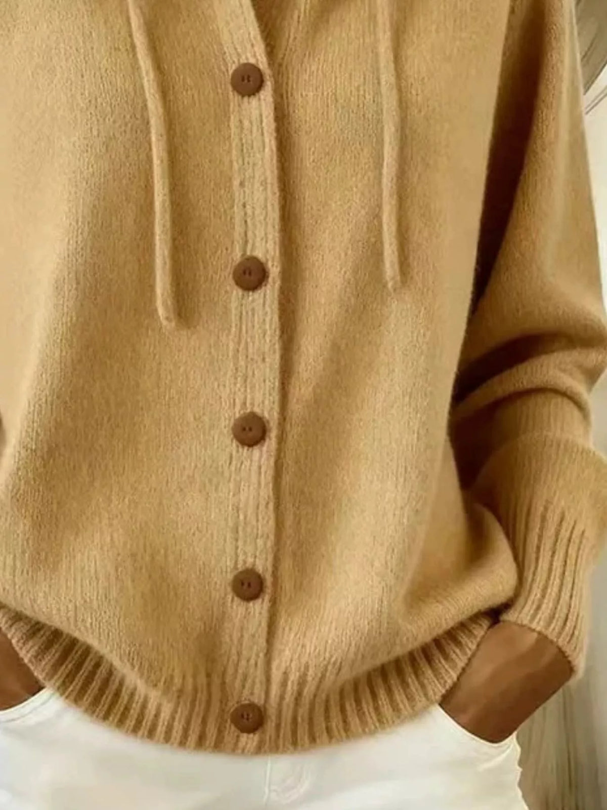 Full Size Hooded Button-Down Knit Cardigan Plus Size