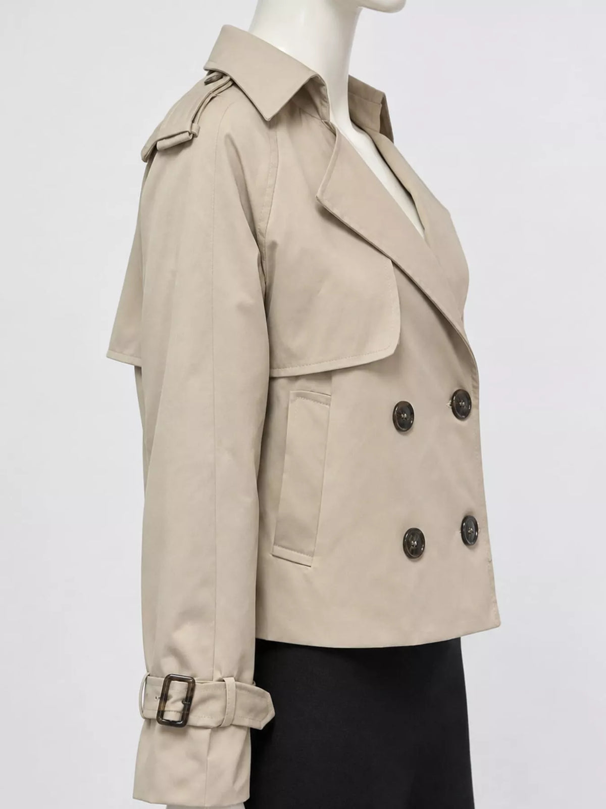 Double-Breasted Cropped Trench Outerwear