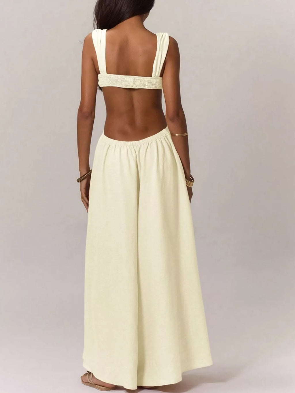 Backless Wide-Leg Jumpsuit with Cut-out Detail