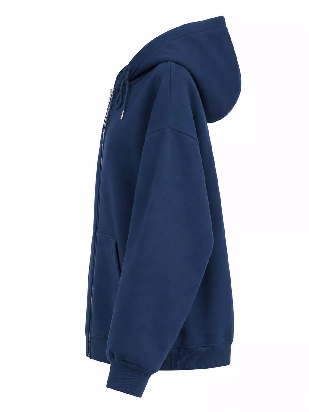 Full Size Oversized Solid Zip-Up Hoodie with Drawstring Plus Size