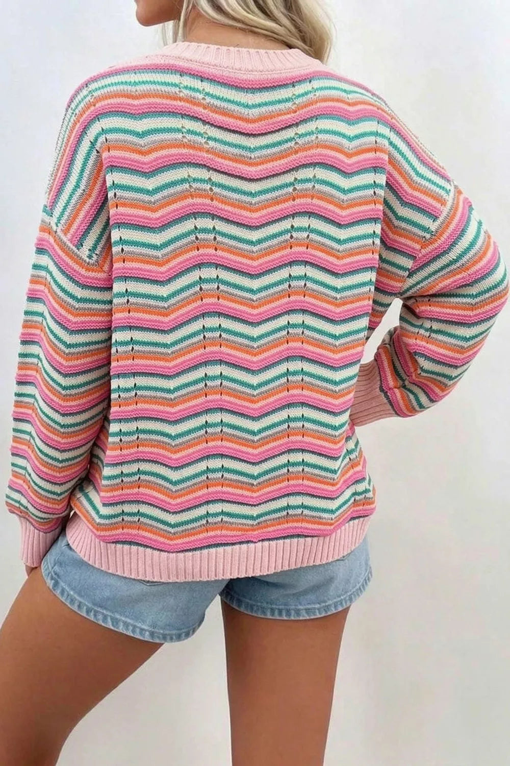 Chevron Striped Knit Sweater