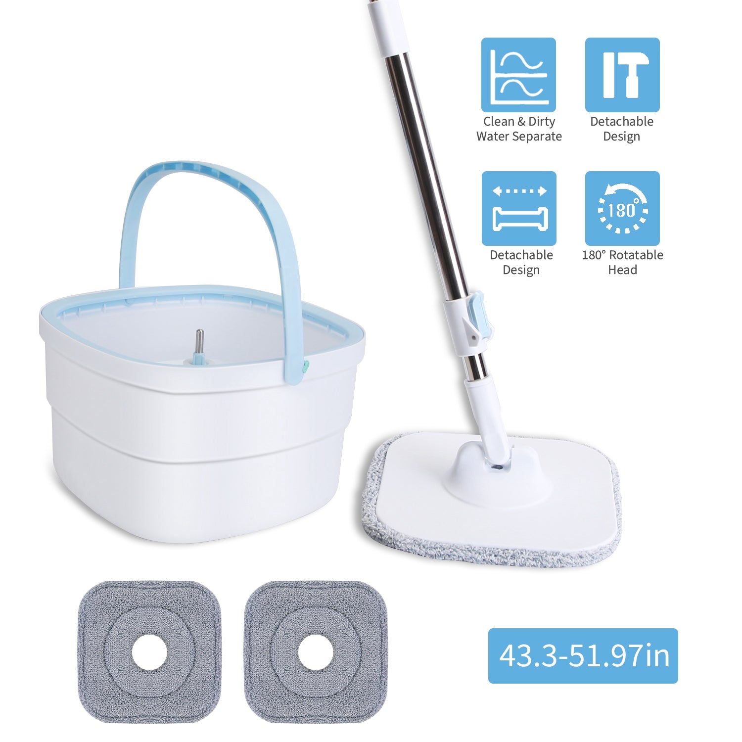 Spin Mop with Wringer Bucket Set for Easy Cleaning
