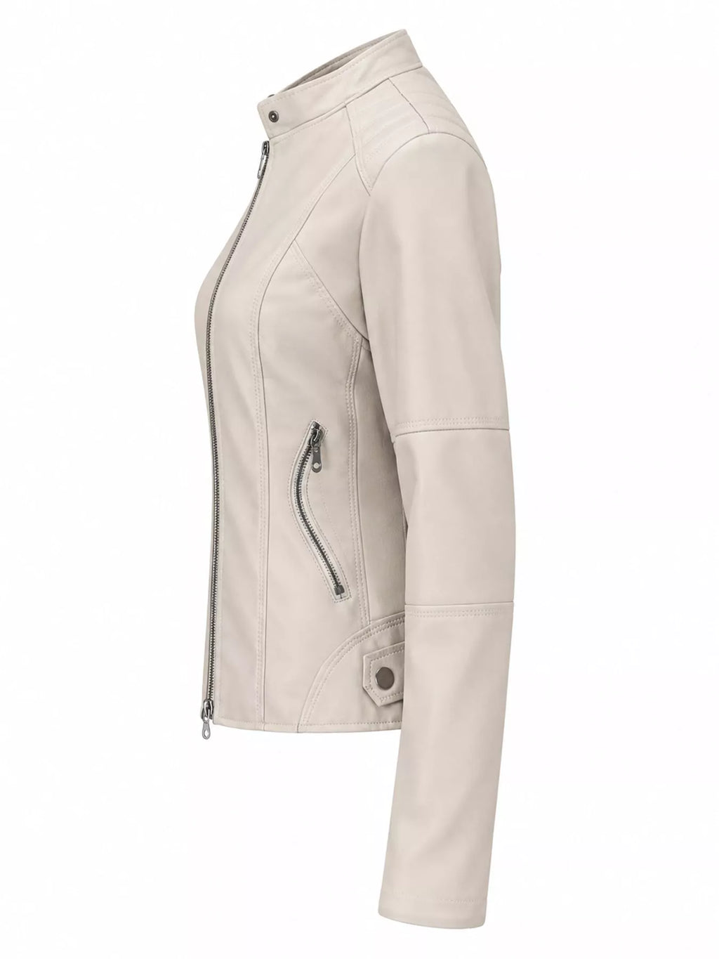 Full Size Slim Fit Faux Leather Moto Jacket Plus Size