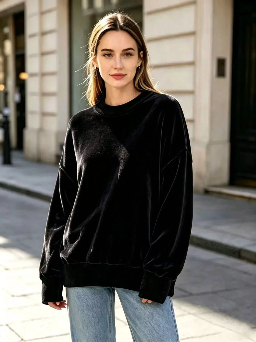 Full Size Oversized Dropped Shoulder Sweatshirt Plus Size